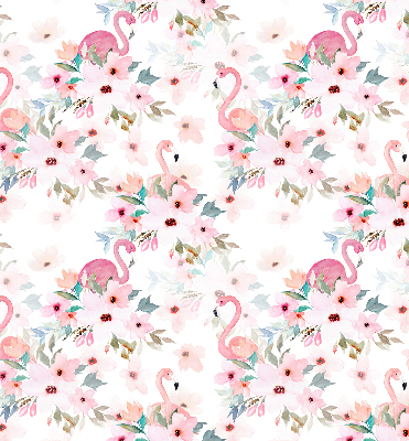 Verdunkelungsrollo mit Flamingos zwischen Blumen als Motiv