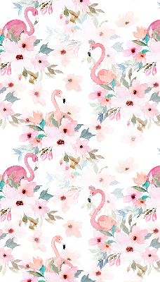 Verdunkelungsrollo mit Flamingos zwischen Blumen als Motiv