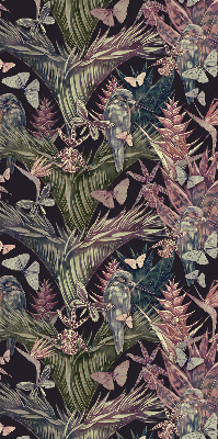 Fenster Rollo mit einem Muster aus exotischen Pflanzen und Vögeln