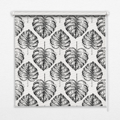 Fenster Rollo mit grauem Blattmuster