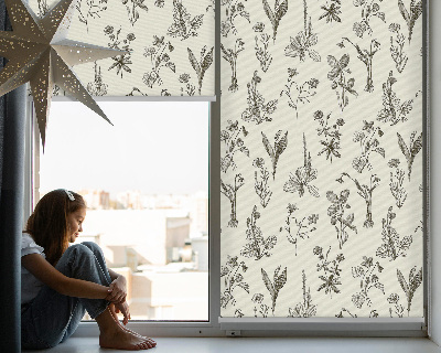 Fenster Rollo mit gezeichnetem Blumenmotiv