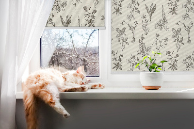 Fenster Rollo mit gezeichnetem Blumenmotiv