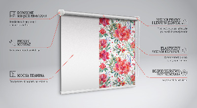 Fenster Rollo mit rotem Blütenmuster