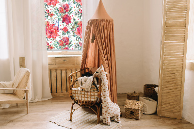 Fenster Rollo mit rotem Blütenmuster