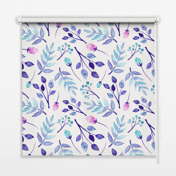 Fenster Rollo mit blauem Blumenmuster