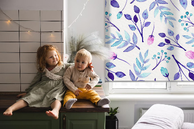 Fenster Rollo mit blauem Blumenmuster