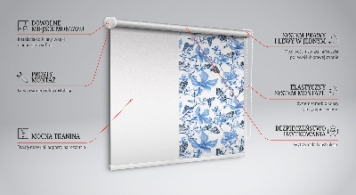 Rollo lichtundurchlässig mit blauem Schmetterlingsmuster