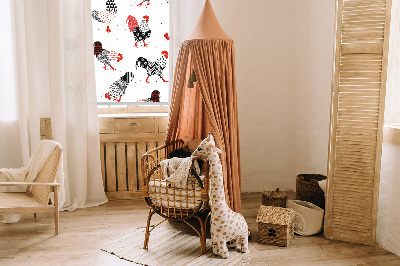 Fenster Rollo mit Hähnen als Muster