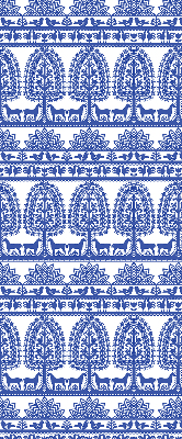 Rollo lichtundurchlässig mit blauem Muster