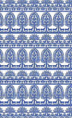 Rollo lichtundurchlässig mit blauem Muster