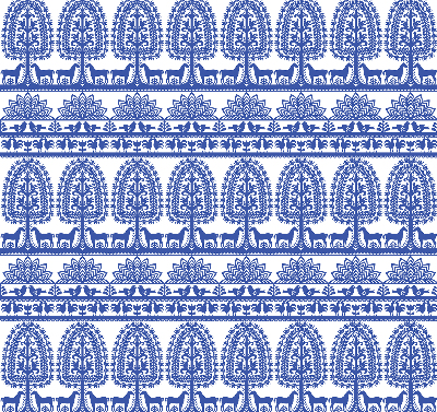 Rollo lichtundurchlässig mit blauem Muster