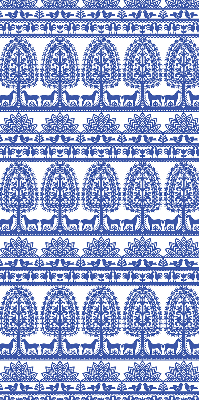 Rollo lichtundurchlässig mit blauem Muster
