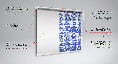 Rollo lichtundurchlässig mit blauem Muster