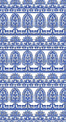 Rollo lichtundurchlässig mit blauem Muster