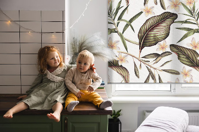 Fenster Rollo mit Blumenmuster und stilisierten Stielen