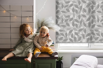 Fenster Rollo in Grau mit Blattmuster