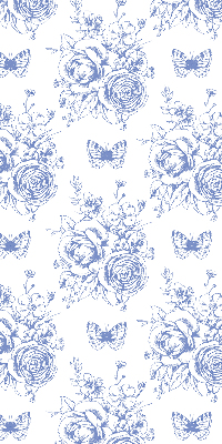 Verdunkelungsrollo mit blauem Blumen- und Schmetterlingsmuster