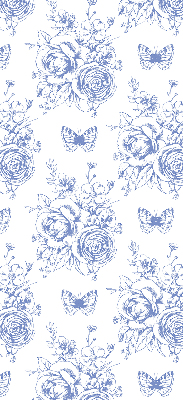 Verdunkelungsrollo mit blauem Blumen- und Schmetterlingsmuster