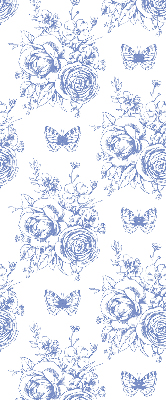 Verdunkelungsrollo mit blauem Blumen- und Schmetterlingsmuster