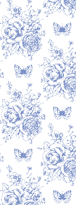 Verdunkelungsrollo mit blauem Blumen- und Schmetterlingsmuster