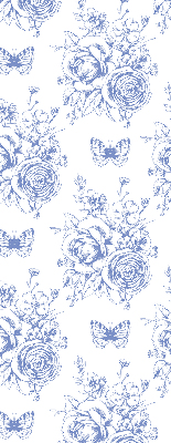 Verdunkelungsrollo mit blauem Blumen- und Schmetterlingsmuster