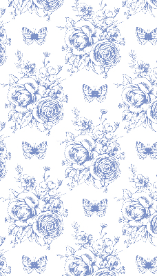 Verdunkelungsrollo mit blauem Blumen- und Schmetterlingsmuster