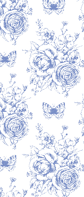 Verdunkelungsrollo mit blauem Blumen- und Schmetterlingsmuster