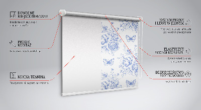 Verdunkelungsrollo mit blauem Blumen- und Schmetterlingsmuster
