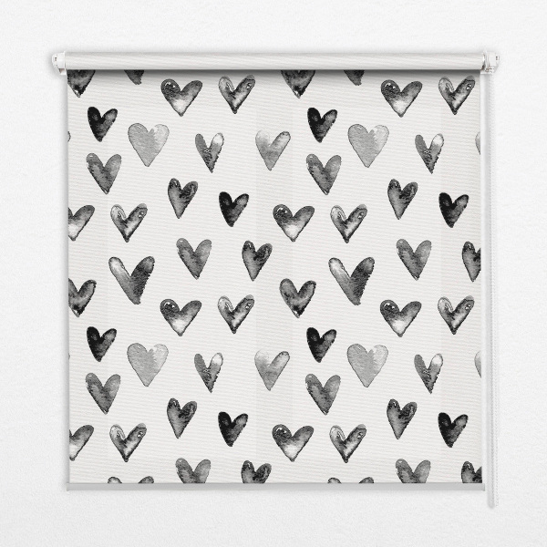Fenster Rollo mit schwarzem Herzmotiv