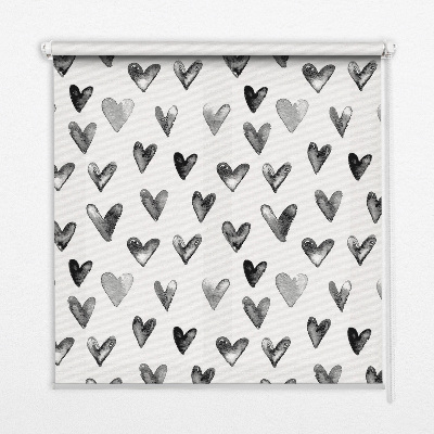 Fenster Rollo mit schwarzem Herzmotiv