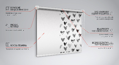 Fenster Rollo mit schwarzem Herzmotiv