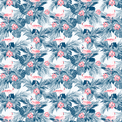 Rollo lichtundurchlässig mit tropischem Pflanzen- und Flamingo-Motiv