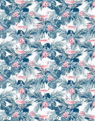 Rollo lichtundurchlässig mit tropischem Pflanzen- und Flamingo-Motiv