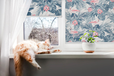 Rollo lichtundurchlässig mit tropischem Pflanzen- und Flamingo-Motiv