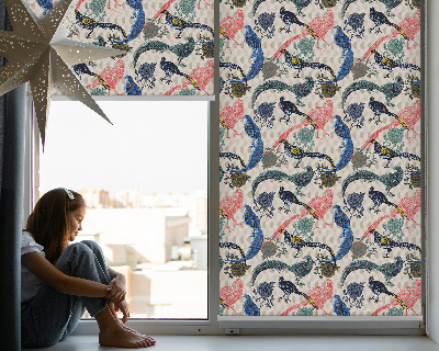 Fenster Rollo mit buntem Pfauenmuster