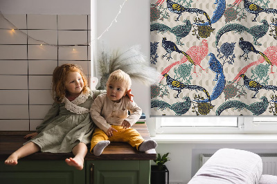 Fenster Rollo mit buntem Pfauenmuster