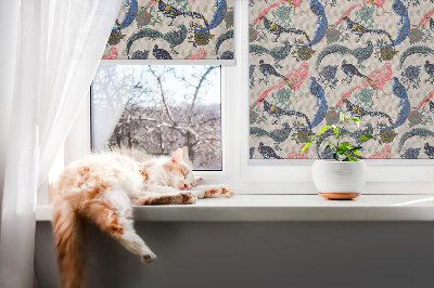 Fenster Rollo mit buntem Pfauenmuster