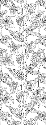 Verdunkelungsrollo mit eingezeichnetem Blumenmuster