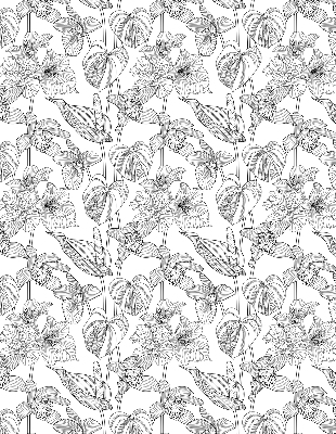 Verdunkelungsrollo mit eingezeichnetem Blumenmuster