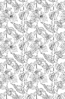 Verdunkelungsrollo mit eingezeichnetem Blumenmuster