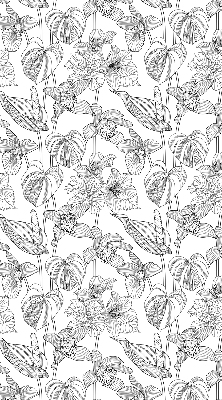 Verdunkelungsrollo mit eingezeichnetem Blumenmuster