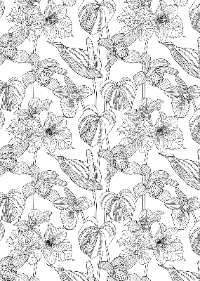 Verdunkelungsrollo mit eingezeichnetem Blumenmuster