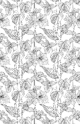 Verdunkelungsrollo mit eingezeichnetem Blumenmuster