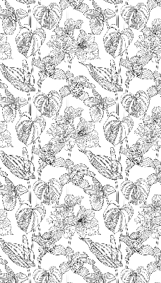 Verdunkelungsrollo mit eingezeichnetem Blumenmuster