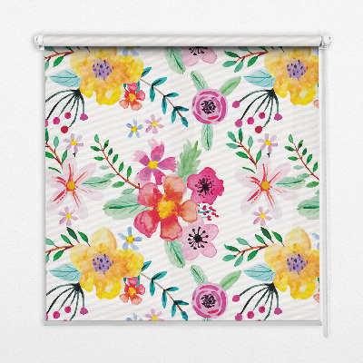 Rollo lichtundurchlässig mit gemaltem Blumenmotiv