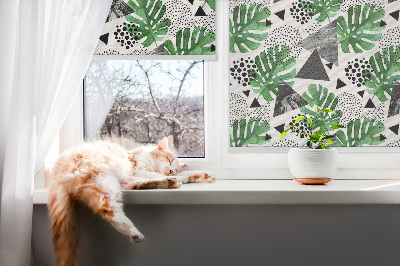 Fenster Rollo mit Blatt-, Dreieck- und Punktmuster