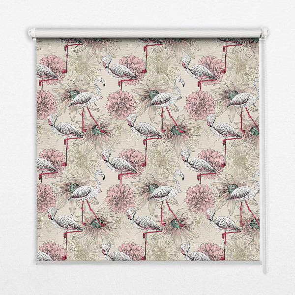 Verdunkelungsrollo mit weißem Flamingo-Motiv