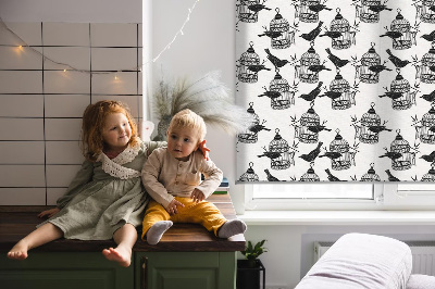 Fenster Rollo mit schwarzem Rabenmuster