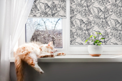 Fenster Rollo mit gezeichnetem Blumenmuster