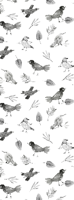 Fenster Rollo mit gezeichnetem Vogel‑ und Blattmuster